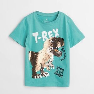 H&M T-Rex Reversible-sequin T-shirt Size 6X/7